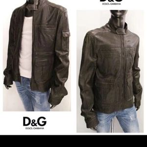 Dolce & Gabbana Lambskin Leather Coat Jacket Sz 52 L Dress